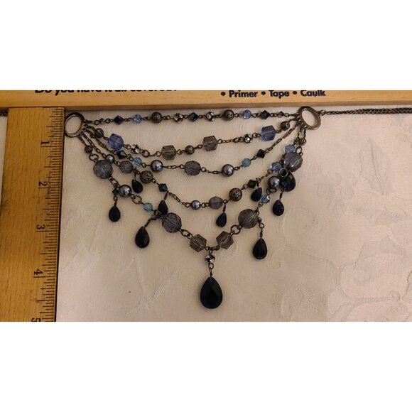 Vintage Sterling Silver and Crystal Necklace Miriam Haskell Style 40g 18" - Picture 13 of 15